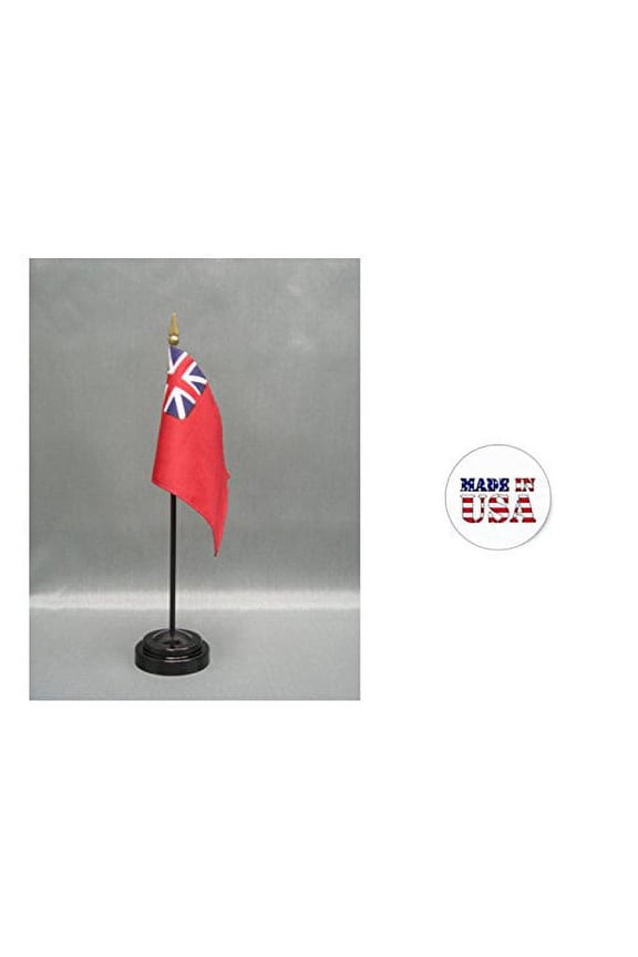 Made in The USA. 2 British Colonial Red Ensign 4"x6" Miniature Desk & Table Flags Includes 2 Flag Stands & 2 British Red Colonial Ensign Small Mini Stick Flags
