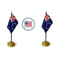 thumbnail image 1 of 2 Cook Islands Miniature Desk & Hand Waving Flags Set - Includes 2 Rayon 4"x6" Flags, 2 Bronze Stands, and 2 Mini Cook Islands Stick Flags, 1 of 1
