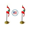 thumbnail image 1 of 2 Lebanon Miniature Desk & Hand Waving Flags Set - Includes 2 Rayon 4"x6" Flags, 2 Bronze Stands, and 2 Mini Lebanese Stick Flags, 1 of 1