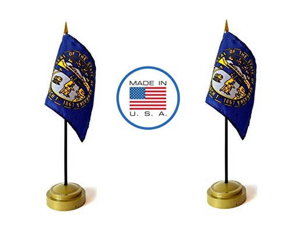 Made in The USA Flag Set. 2 Nebraska Rayon 4