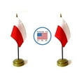 thumbnail image 1 of 2 Poland Miniature Desk & Hand Waving Flags Set - Includes 2 Rayon 4"x6" Flags, 2 Bronze Stands, and 2 Mini Polish Stick Flags, 1 of 1