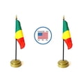 thumbnail image 1 of 2 Republic of The Congo Miniature Desk & Hand Waving Flags Set - Includes 2 Rayon 4"x6" Flags, 2 Bronze Stands, and 2 Mini Congolese Stick Flags, 1 of 1