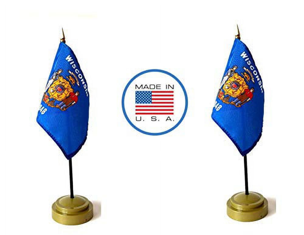 Made in The USA Flag Set. 2 Wisconsin Rayon 4