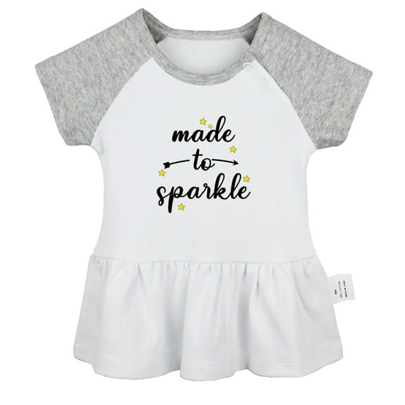 Made To Sparkle Funny Dresses For Baby, Newborn Babies Skirts, Infant Princess Dress, 0-24M Kids Graphic Clothes (Gray Raglan Dresses, 0-6 Months)