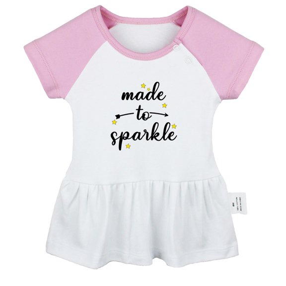 Made To Sparkle Funny Dresses For Baby, Newborn Babies Skirts, Infant Princess Dress, 0-24M Kids Graphic Clothes (Pink Raglan Dresses, 12-18 Months)