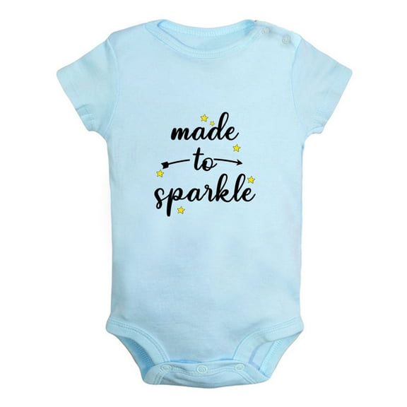 Made To Sparkle Funny Rompers For Babies, Newborn Baby Unisex Bodysuits, Infant Jumpsuits, Toddler 0-12 Months Kids One-Piece Oufits (Blue, 0-6 Months)