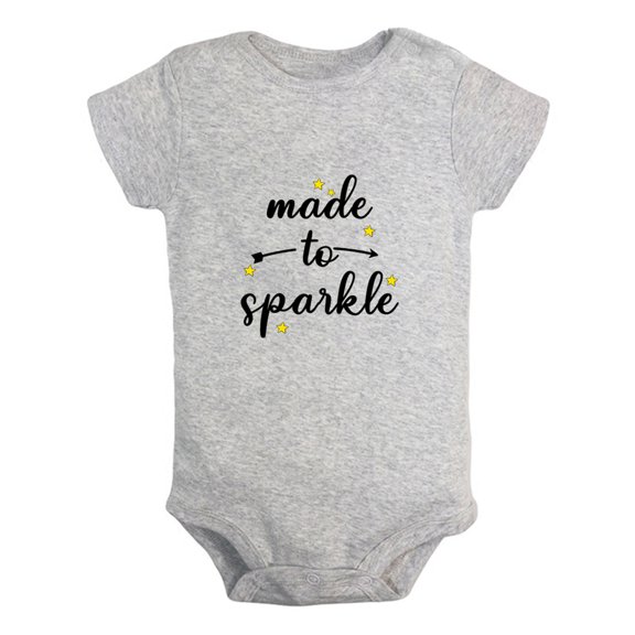 Made To Sparkle Funny Rompers For Babies, Newborn Baby Unisex Bodysuits, Infant Jumpsuits, Toddler 0-12 Months Kids One-Piece Oufits (Gray, 0-6 Months)