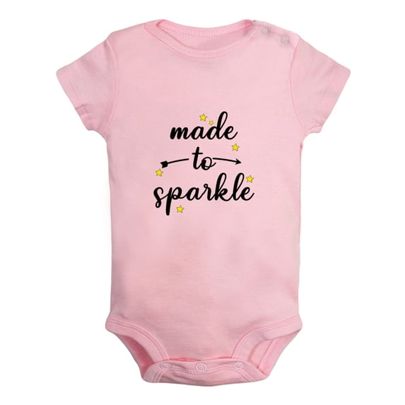 Made To Sparkle Funny Rompers For Babies, Newborn Baby Unisex Bodysuits, Infant Jumpsuits, Toddler 0-12 Months Kids One-Piece Oufits (Pink, 12-18 Months)