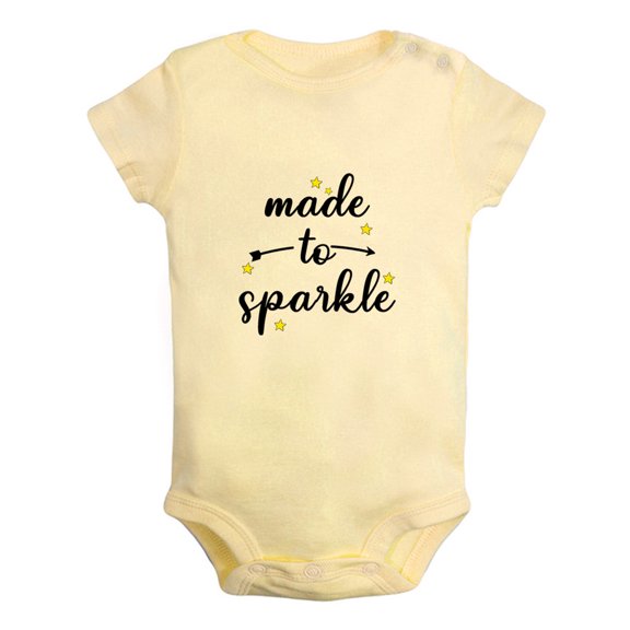 Made To Sparkle Funny Rompers For Babies, Newborn Baby Unisex Bodysuits, Infant Jumpsuits, Toddler 0-12 Months Kids One-Piece Oufits (Yellow, 18-24 Months)