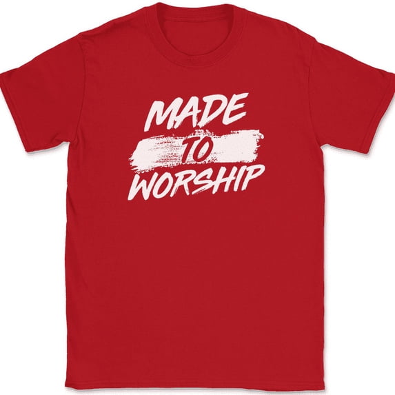 Made To Worship T-Shirt Christian Praise Worship Jesus God Gift Tee - Red, 2XL