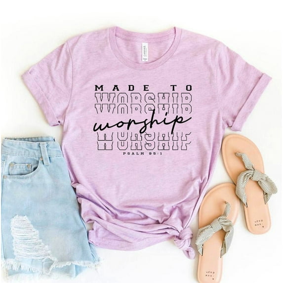 Made To Worship T-shirt Christian Shirt Motivational Tee Christmas Top Jesus Shirts Women Bible Faith Gift Religious Psalm
