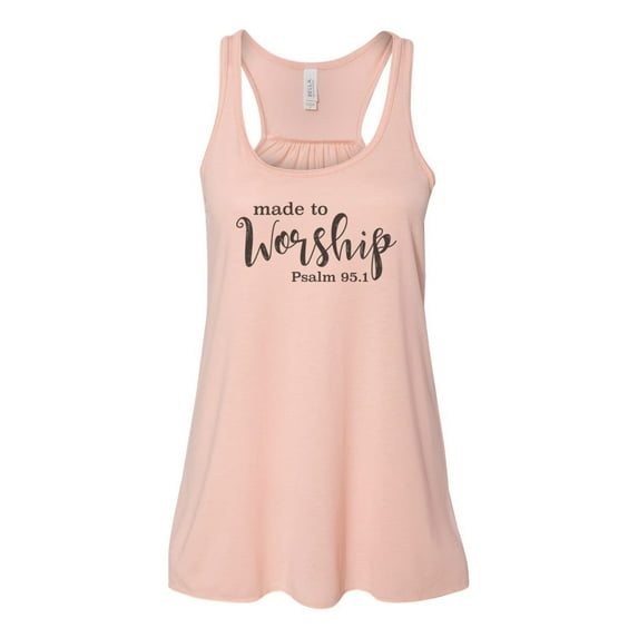 "Made To Worship Tank Top, Women's Racerback, Christian Racerback, Christian Apparel, Jesus Shirt, Religious Tank Top, Worship, Faith, Praise, Peach, MEDIUM"