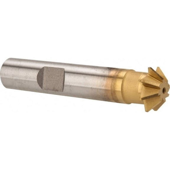 Made in USA 1/2" Diam x 1/8" Width of Cut, 45 Included Angle, Shank Connection, HSS Single Angle Cutter 3/8" Shank Diam, 2-1/8" Overall Length, Right Hand Cut, TiN Coated