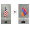 thumbnail image 1 of 1 American and 1 Armenian Mini Desk Flags – Set of 2 with Stands, 4"x6" Rayon, 1 of 1