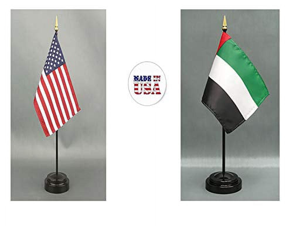 Ade Flags Made in The USA. 1 American and 1 Emirati Rayon 4