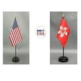 thumbnail image 1 of Made in The USA. 1 American and 1 Hong Kong Rayon 4"x6" Office Desk & Little Hand Waving Table Flag, Includes 2 Flag Stands & 2 Small 4"x6" Mini Stick Flags, 1 of 1