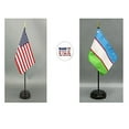 thumbnail image 1 of Made in The USA. 1 American and 1 Uzbekistan Rayon 4"x6" Miniature Office Desk & Little Hand Waving Table Flag, Includes 2 Flag Stands & 2 Small 4"x6" Mini Stick Flags, 1 of 1