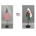 thumbnail image 1 of Made in The USA. 1 American and 1 Welsh Rayon 4"x6" Office Desk & Little Hand Waving Table Flag, Includes 2 Flag Stands & 2 Small 4"x6" Mini Stick Flags, 1 of 1