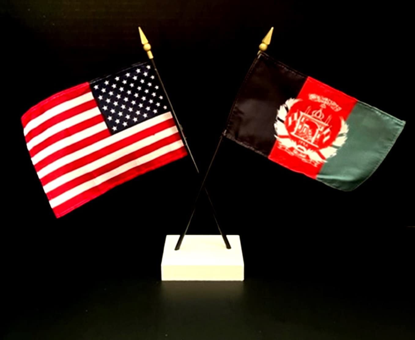 Afghanistan Desk Flag Set; Contains One USA and One Country Flag with a ...