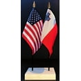 thumbnail image 1 of Malta Table Flag Set; One USA and International Rayon 4x6 inch Flag Plus a White Base, 1 of 1
