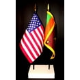 thumbnail image 1 of Sri Lanka Table Flag Set; One USA and International Rayon 4x6 inch Flag Plus a White Base, 1 of 1