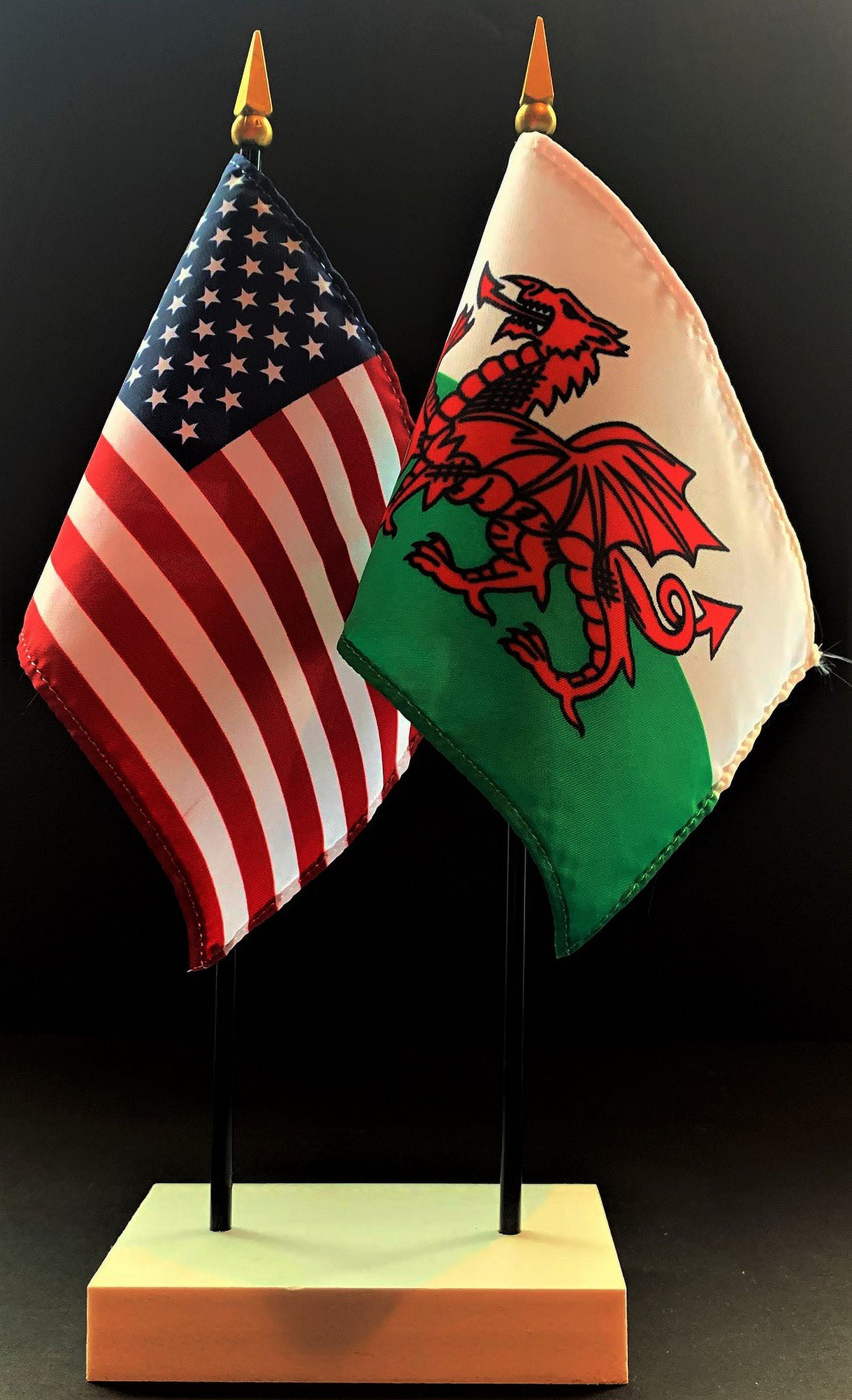 WalesTable Flag Set; One USA and International Rayon 4x6 inch Flag Plus ...