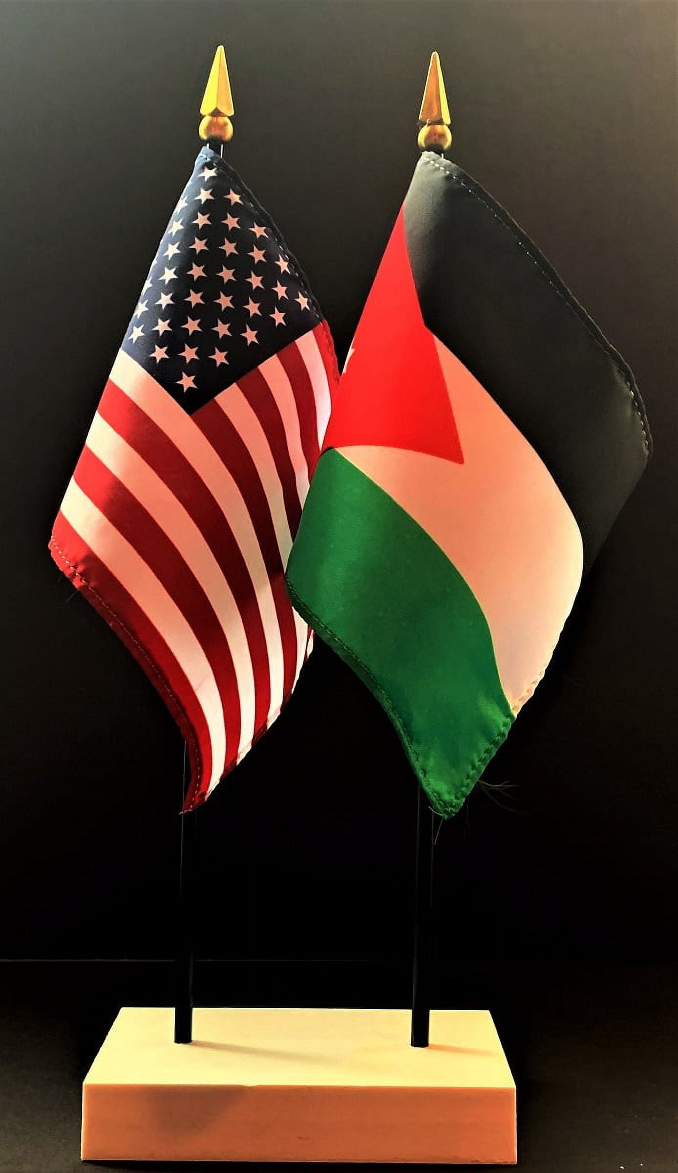 Jordan Table Flag Set; One USA and International Rayon 4x6 inch Flag ...
