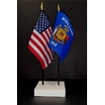 thumbnail image 1 of Made in USA. 1 American and 1 US State Miniature Rayon 4"x6" Office Desk & Little Hand Waving Table Flags, Includes a 2-Hole White Flag Stand and 2 Small 4"x6" Mini Stick Flags (Wisconsin), 1 of 1
