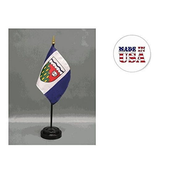 Made in the USA. 2 Northwest Territories 4"x6" Miniature Desk & Table Flags Includes 2 Flag Stands & 2 Northwest Territories Canadian Province Small Mini Stick Flags