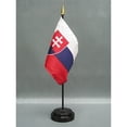 thumbnail image 1 of Made in The USA. 2 Slovakia Rayon 4"x6" Miniature Office Desk & Little Hand Waving Table Flags Includes 2 Flag Stands & 2 Small Mini Slovakian Stick Flags, Also Includes Slovakia Flag Lapel Pin., 1 of 1
