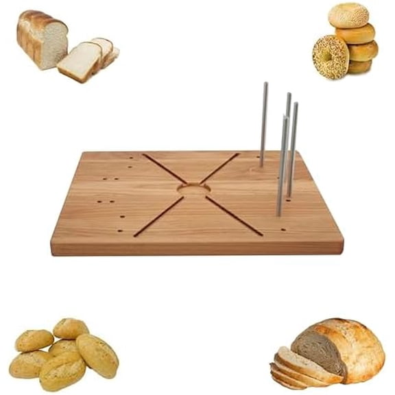 Made in the USA Bread Slicing Board the Slice It Rightead Cutting Board - made from Solid Red Alder with 4 Stainless Steel Pins to Guide the Knife Blade when slicing Bread, Bagels, Rolls and More