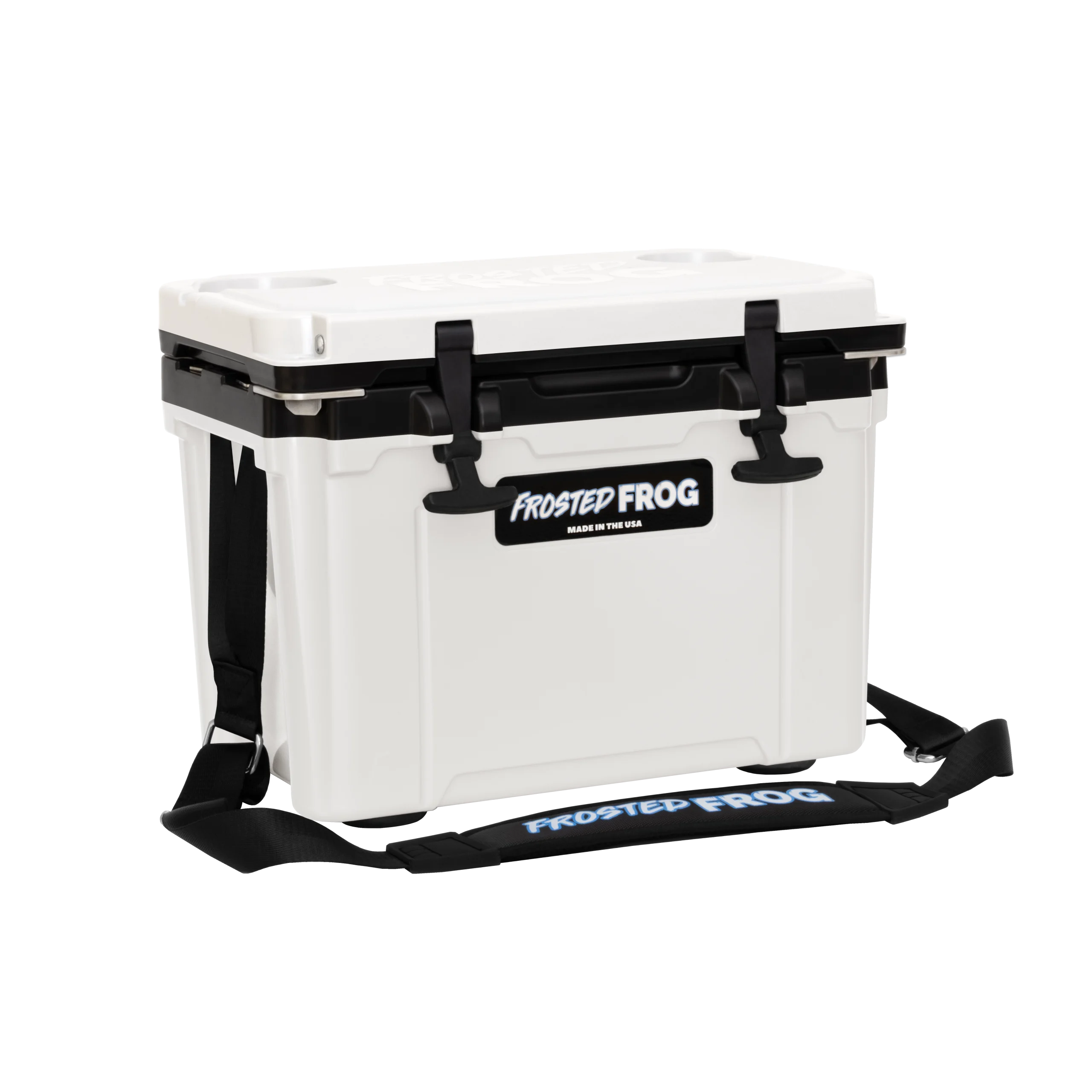 USA MADE Frosted Frog 14QT White and Black Cooler Hyper-Light Ice Chest with Carrying Strap