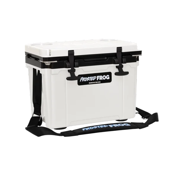 USA MADE Frosted Frog 14QT White and Black Cooler Hyper-Light Ice Chest with Carrying Strap