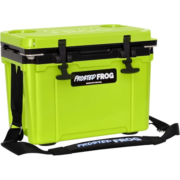 Made in USA Frosted Frog Hyper-Light 14 Quart Hard Cooler Insulated Portable Ice Chest Box for Beach, Beverages, Camping, Fishing, Boat 30% Lighter Than Rotomolded Coolers