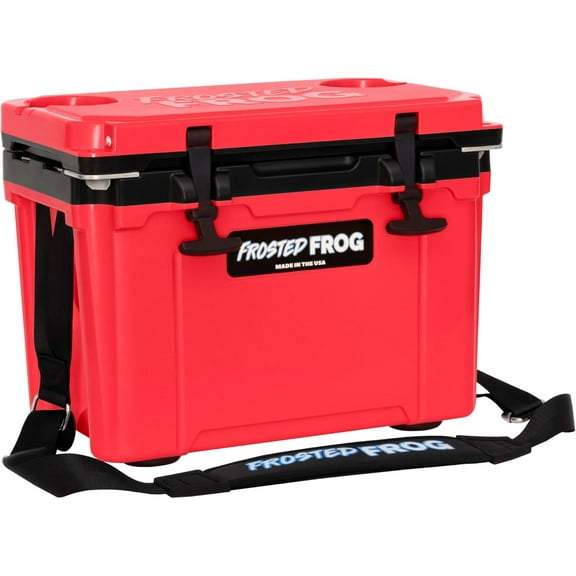 Made in USA Frosted Frog Hyper-Light 14 Quart Hard Cooler Insulated Portable Ice Chest Box for Beach, Beverages, Camping, Fishing, Boat 30% Lighter Than Rotomolded Coolers