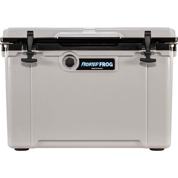 Made in USA Frosted Frog Hyper-Light 54 Quart Hard Cooler Insulated Portable Ice Chest Box for Beach, Beverages, Camping, Fishing, Boat, Barbecue, 30% Lighter Than Rotomolded Coolers