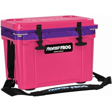 Made in USA Frosted  Hyper-Light 14 Quart Hard Cooler Insulated Portable Ice Chest Box for Beach, Beverages, Camping, Fishing, Boat 30% Lighter Than Rotomolded Coolers