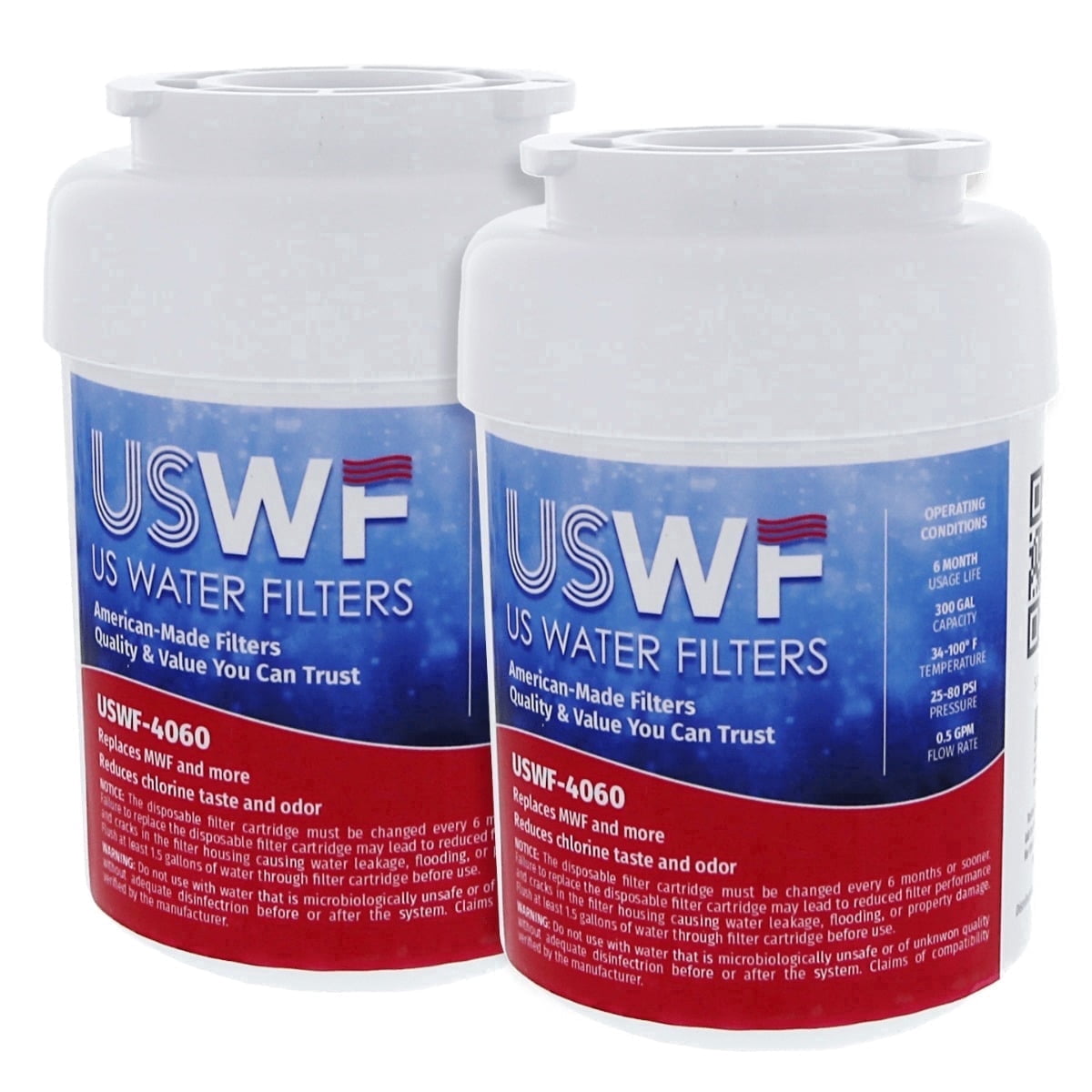 US Water Filters MWF Refrigerator Water Filter 2-pk - Replacement for GE SmartWater MWFP, MWFA, GWF, GWFA, HWF, Kenmore 9991, 46-9991, 469991, WSG-1, WFC1201, USWF Fridge Filter