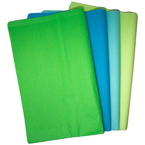 Made In USA Themed 48-Sheet Color Coded Tissue Paper Pack for Gift Packaging, Art & Crafts & DIY Projects (Turquoise Blue, Aqua Blue, Pistachio Green & Kelly Dark Green)