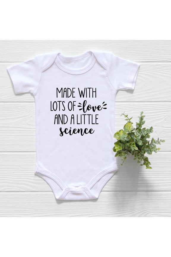 Made With Love And Science Onesie, Ivf Onesie, Worth The Wait, Pregnancy Reveal, Pregnancy Announcement, Miracle Baby Onesie, Ivf Shirt Cool Baby Clothing, BABY BODYSUIT LAT 4424