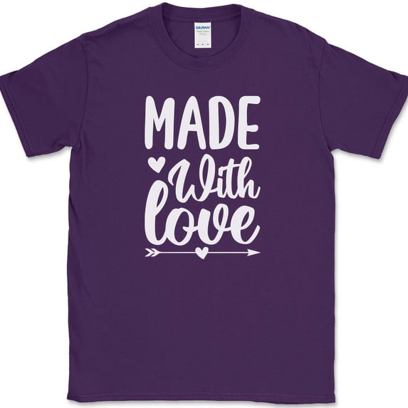 Made With Love Crafting T-Shirt Funny Hobby Sewing Art Gift Text Tee - Purple, 2XL
