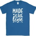 thumbnail image 1 of Made With Love Crafting T-Shirt Funny Hobby Sewing Art Gift Text Tee - Royal Blue, L, 1 of 1