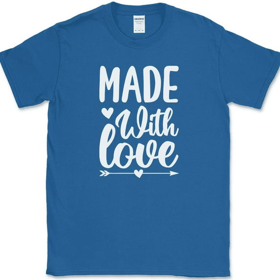 Made With Love Crafting T-Shirt Funny Hobby Sewing Art Gift Text Tee - Royal Blue, M