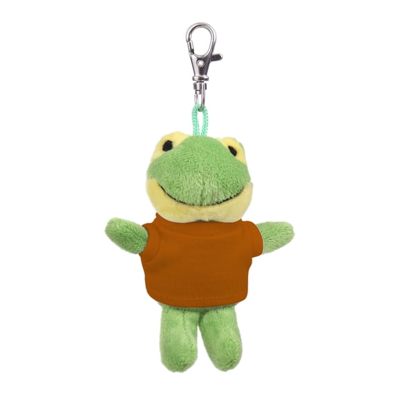 Made by Alien Personalized Frog  Plush Keychain Stuffed Animal- 5 Inch decorative Clip for kids Bag, Purse, Backpack, Handbag (Orange Shirt)