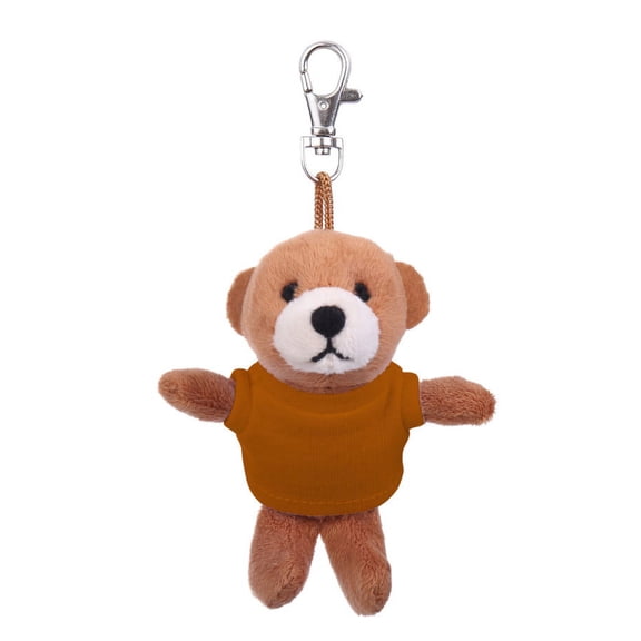 Made by Alien Personalized Teddy Bear  Plush Keychain Stuffed Animal- 5 Inch decorative Clip for kids Bag, Purse, Backpack, Handbag (Orange Shirt)