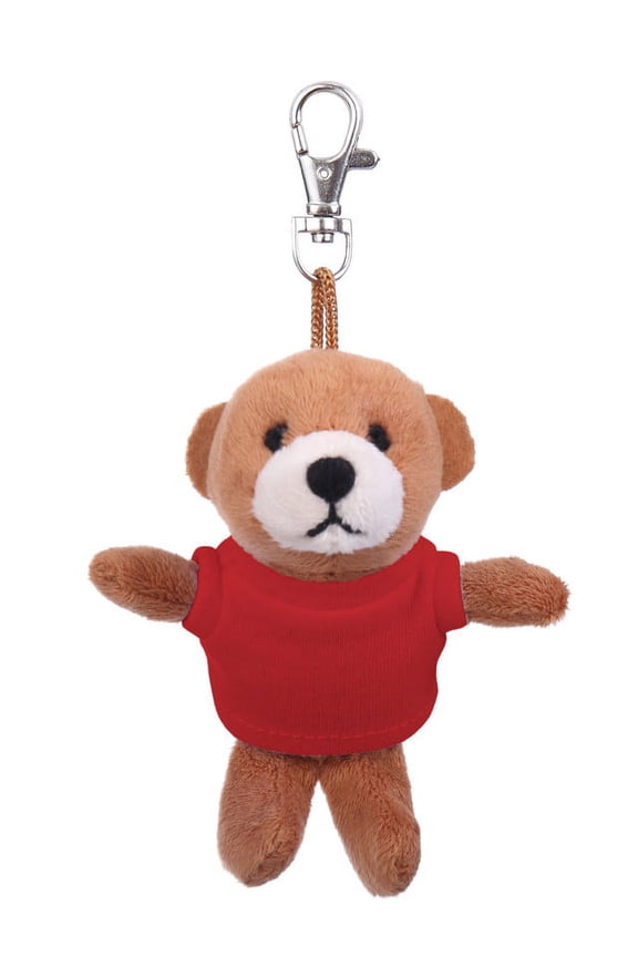 Made by Alien Personalized Teddy Bear  Plush Keychain Stuffed Animal- 5 Inch decorative Clip for kids Bag, Purse, Backpack, Handbag (Red Shirt)