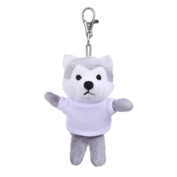 Made by Alien’s Personalized Plush Husky Dog Keychain – 5 inches Stuffed Animals Backpack Ornaments Pendant Key Ring (White Shirt)