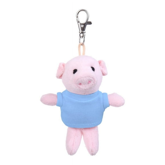 Made by Alien’s Personalized Plush Pig Keychain – 5 inches Stuffed Animals Backpack Ornaments Pendant Key Ring ( Baby Blue Shirt)