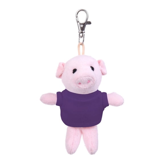 Made by Alien’s Personalized Plush Pig Keychain – 5 inches Stuffed Animals Backpack Ornaments Pendant Key Ring ( Purple Shirt)
