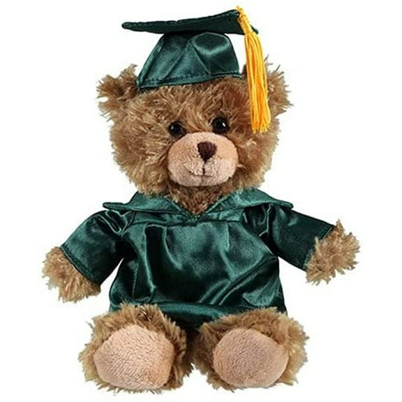 Personalized 2025 Graduation Mocha Teddy Bear  Custom Plush with Cap & Gown  6 inch Cute Stuffed Animal for Graduates-Best Grad Gift for College High School Kindergarten Achievement (Forest Green)